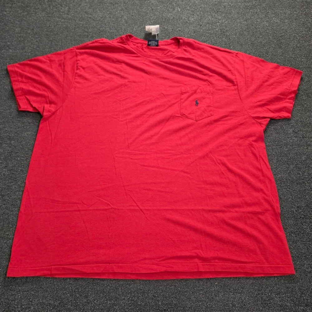 Vtg Polo Ralph Lauren Pocket T-Shirt Mens XXL Red Cotton Short Sleeve Pony Logo